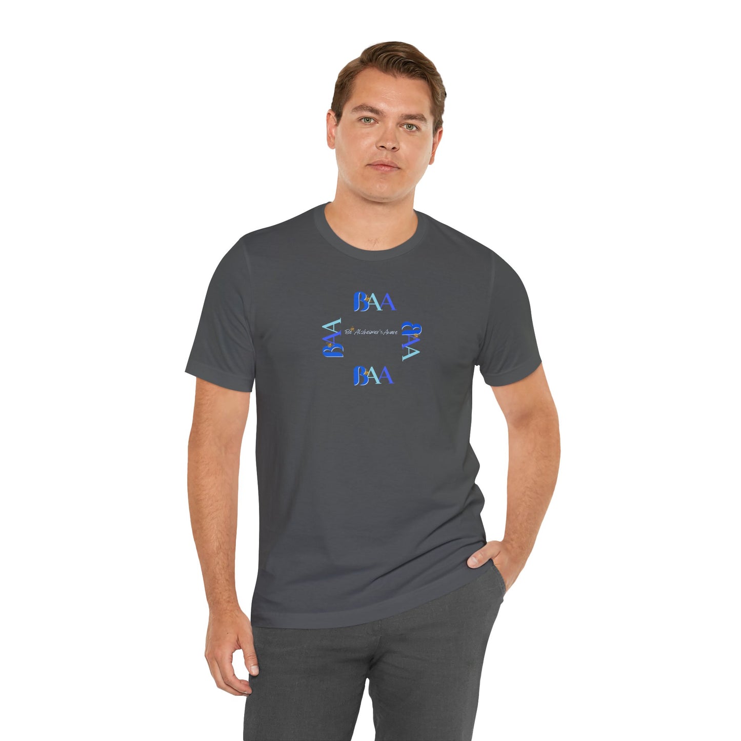 Be Alzheimer's Aware BAA Blue Ring Bella Canvas 3001 Unisex T-shirt