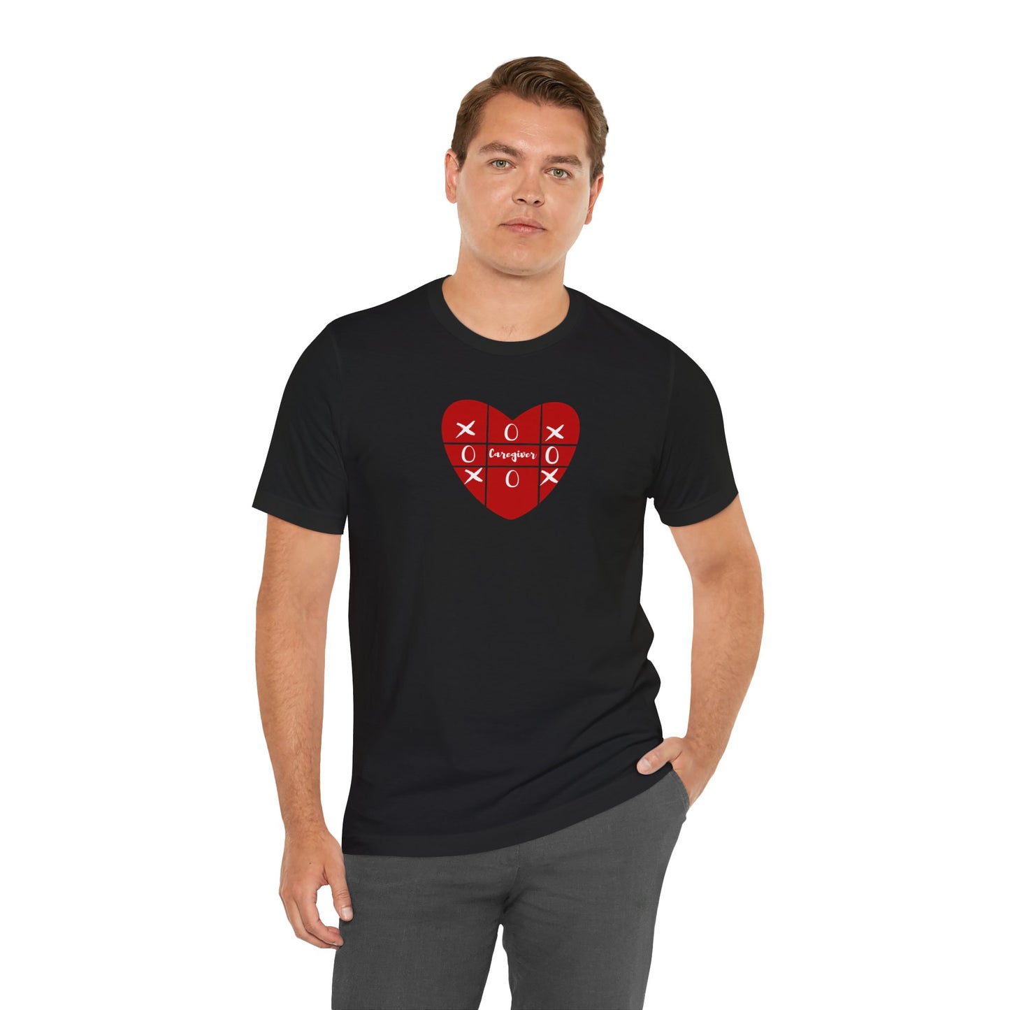 Caregiver Xoxox Heart Tic-Tac-Toe Unisex T-shirt