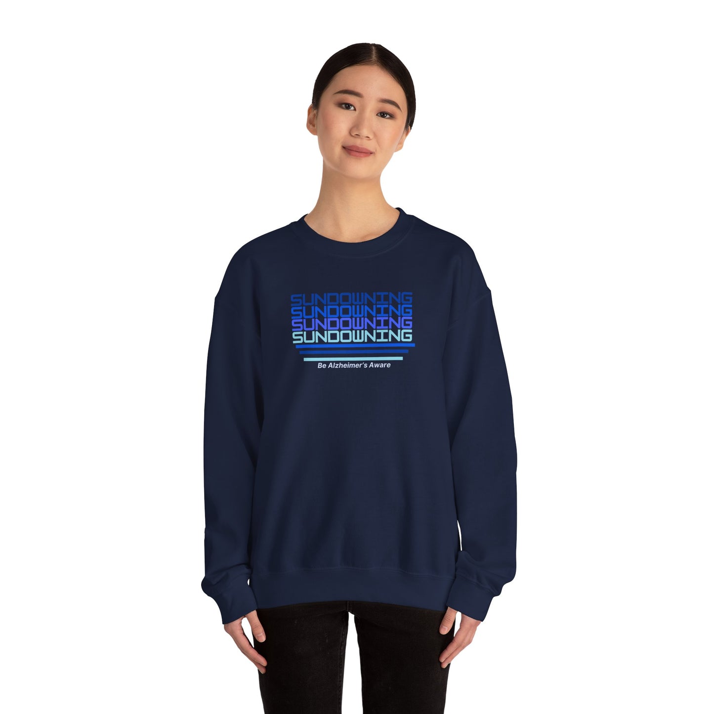 Be Alzheimer's Aware Sundowning Gradient Blue Unisex Crewneck Sweatshirt