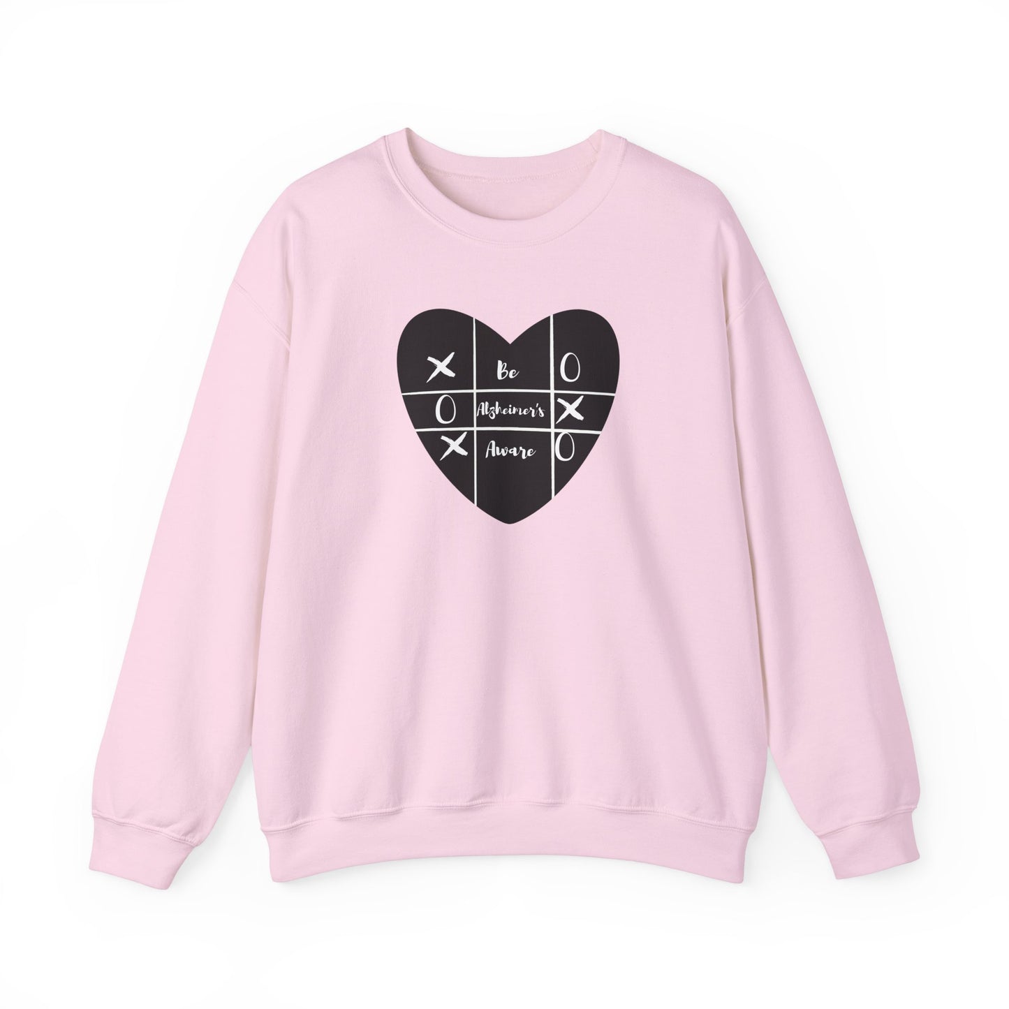 Be Alzheimer's Aware Tic-Tac-Toe Black Heart Unisex Heavy Blend™ Crewneck Sweatshirt