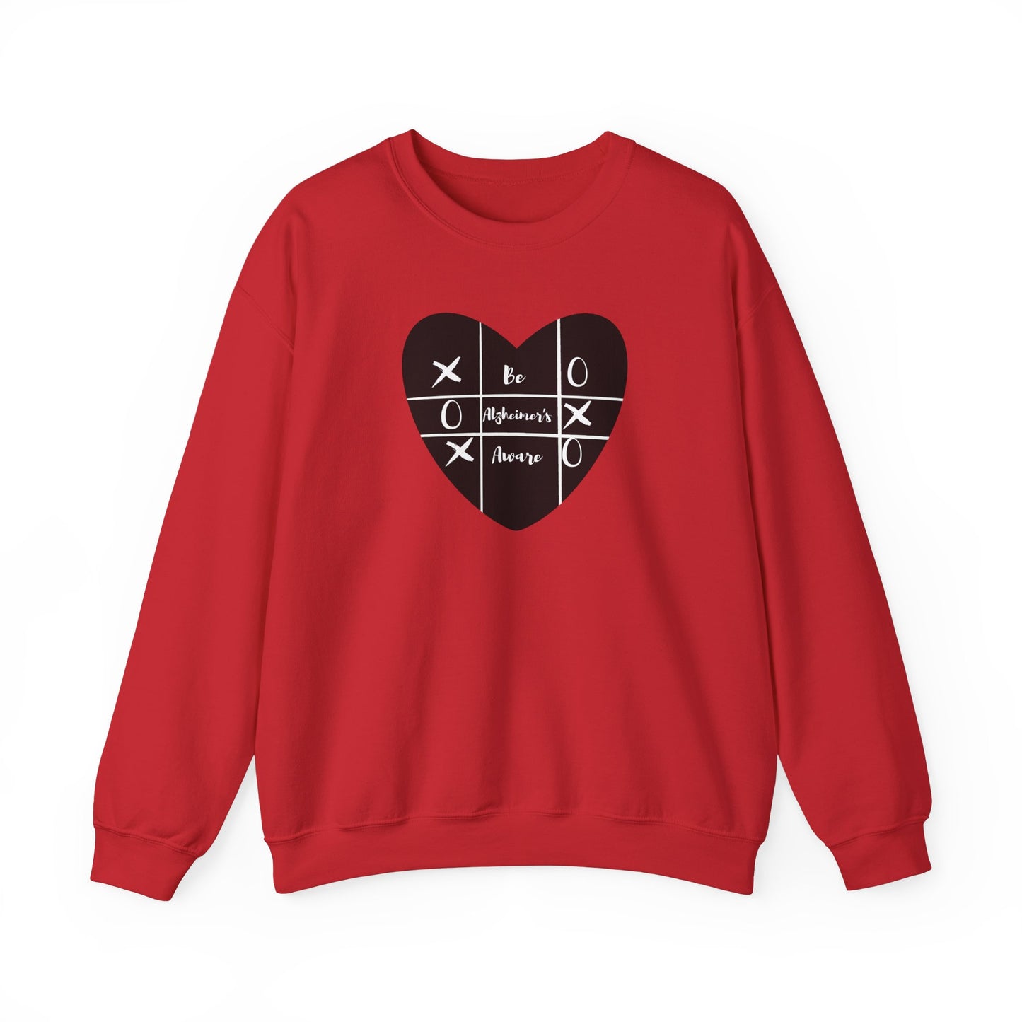 Be Alzheimer's Aware Tic-Tac-Toe Black Heart Unisex Heavy Blend™ Crewneck Sweatshirt