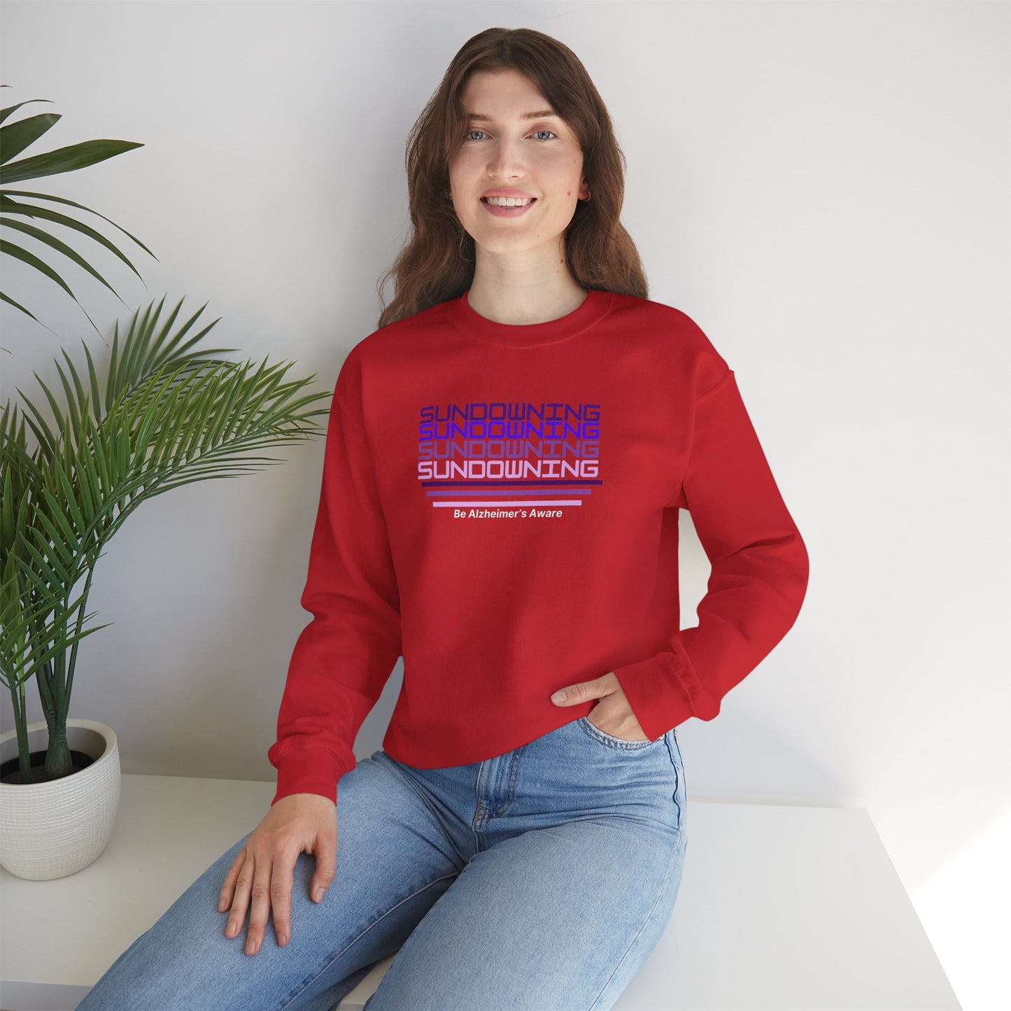 Be Alzheimer's Aware Sundowning Gradient Purple Unisex Crewneck Sweatshirt