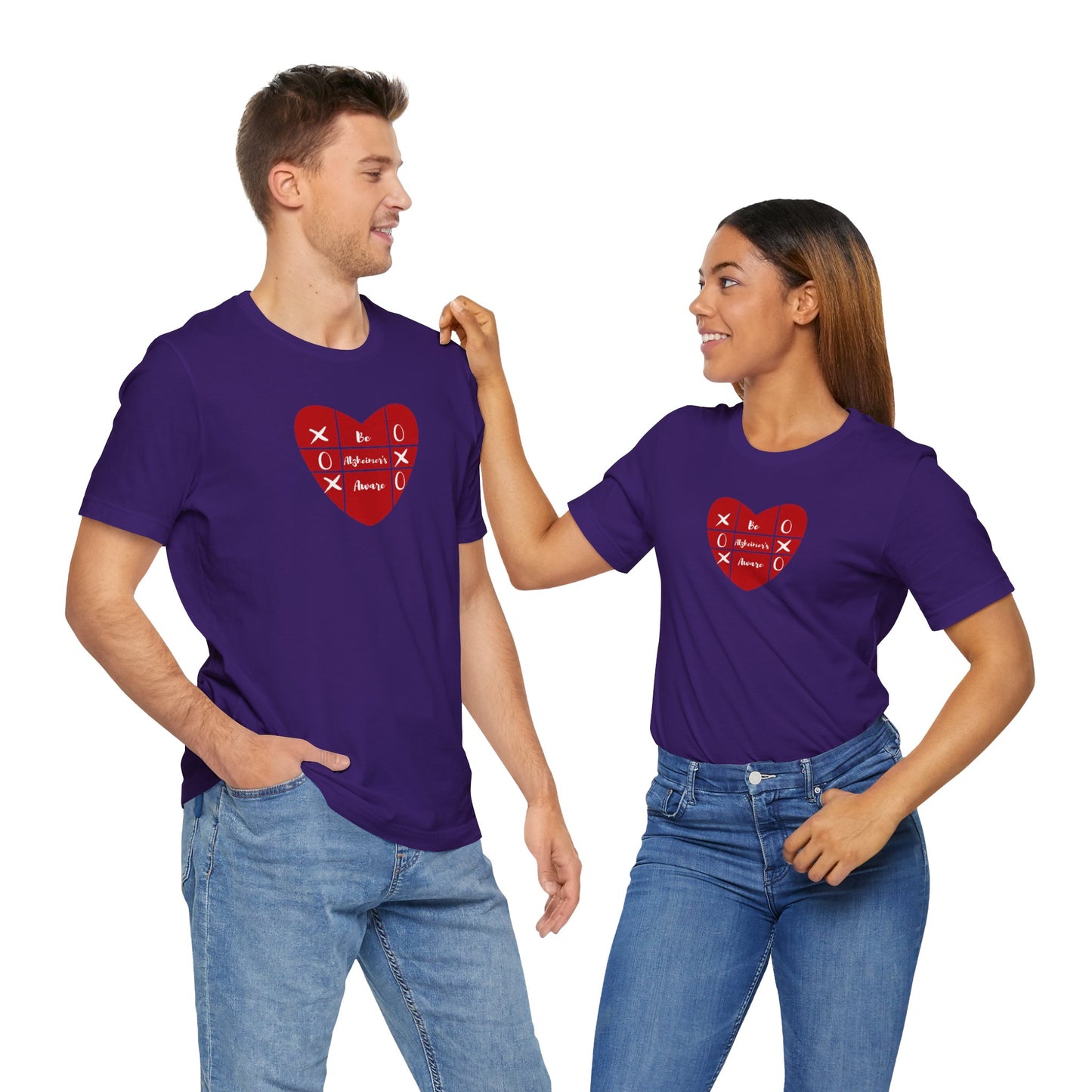 Be Alzheimer's Aware Xoxox Heart Tic-Tac-Toe Unisex T-shirt