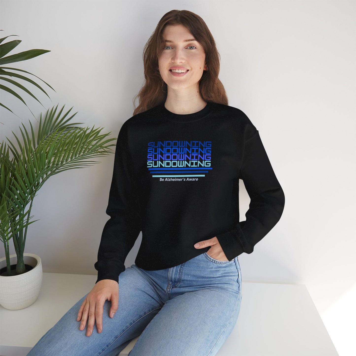 Be Alzheimer's Aware Sundowning Gradient Blue Unisex Crewneck Sweatshirt