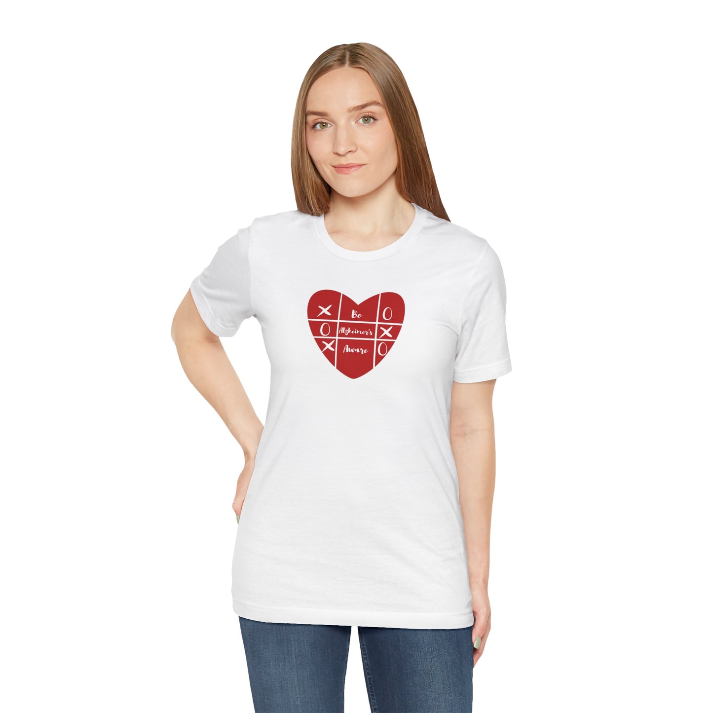 Be Alzheimer's Aware Xoxox Heart Tic-Tac-Toe Unisex T-shirt
