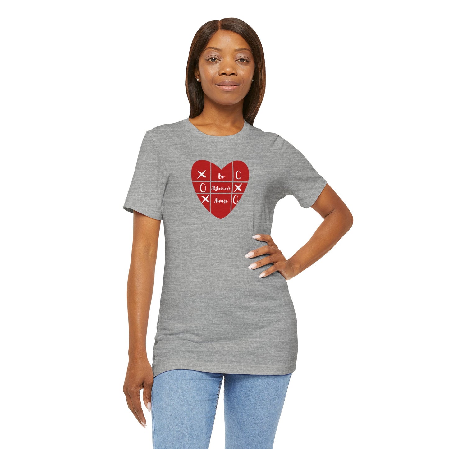 Be Alzheimer's Aware Xoxox Heart Tic-Tac-Toe Unisex T-shirt
