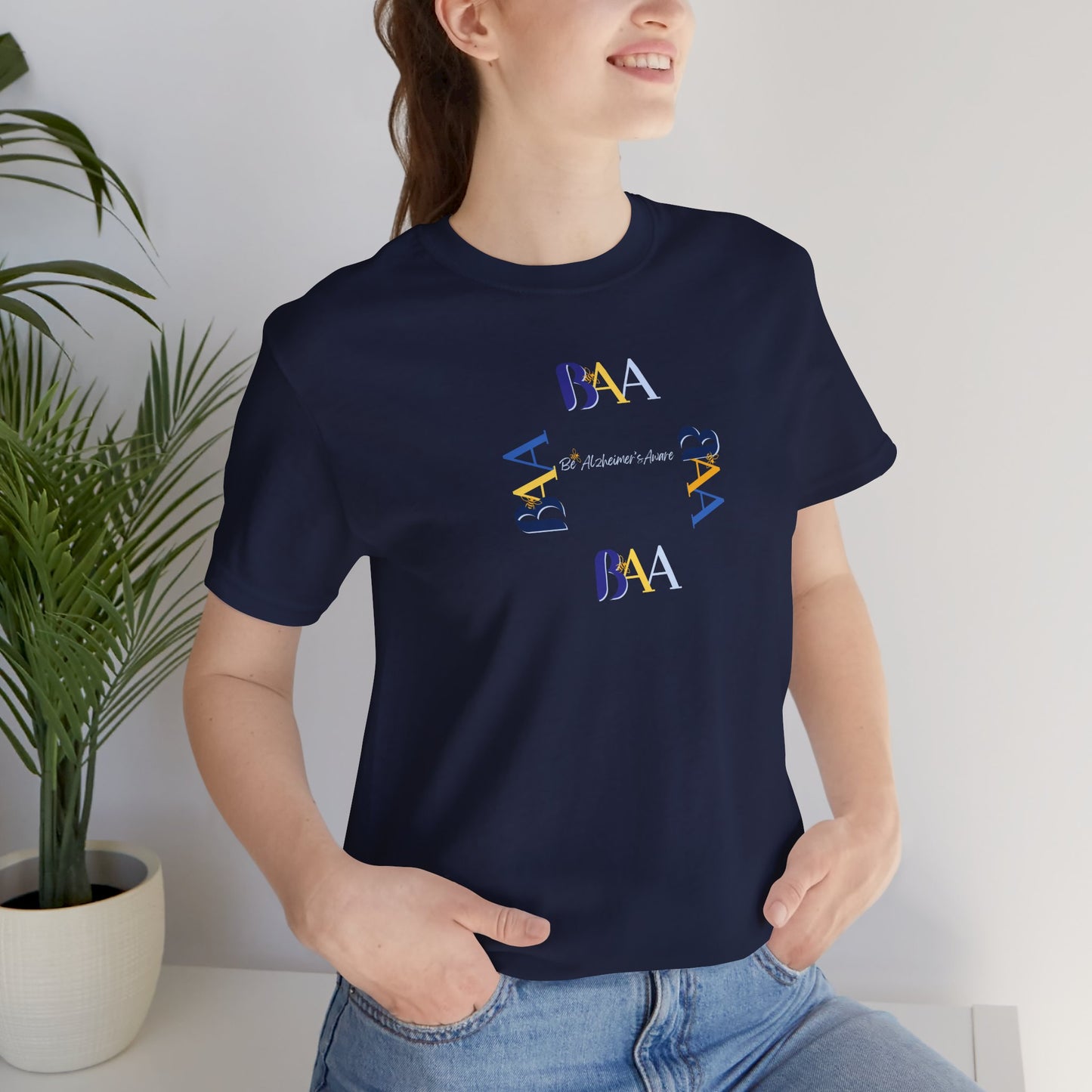 Be Alzheimer's Aware BAA Golden/Blue Ring Unisex T-shirt