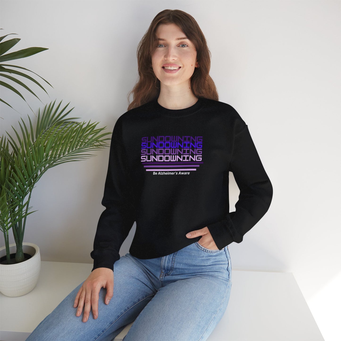 Be Alzheimer's Aware Sundowning Gradient Purple Unisex Crewneck Sweatshirt