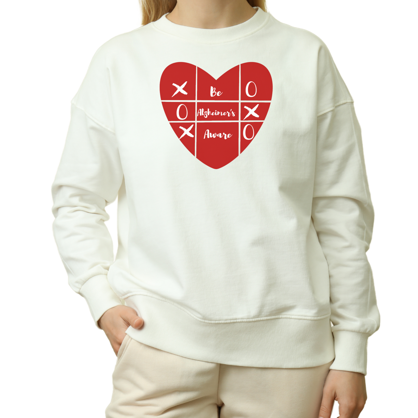 Alzheimer's Awareness Tic-Tac-Toe Heart Sweatshirt